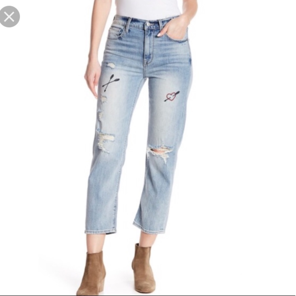 Lucky brand trouble maker embroidered jeans